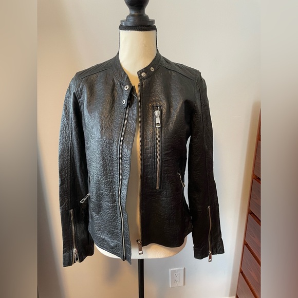 Whistles women’s leather jacket size 6 small rip on shoulder - Picture 1 of 9